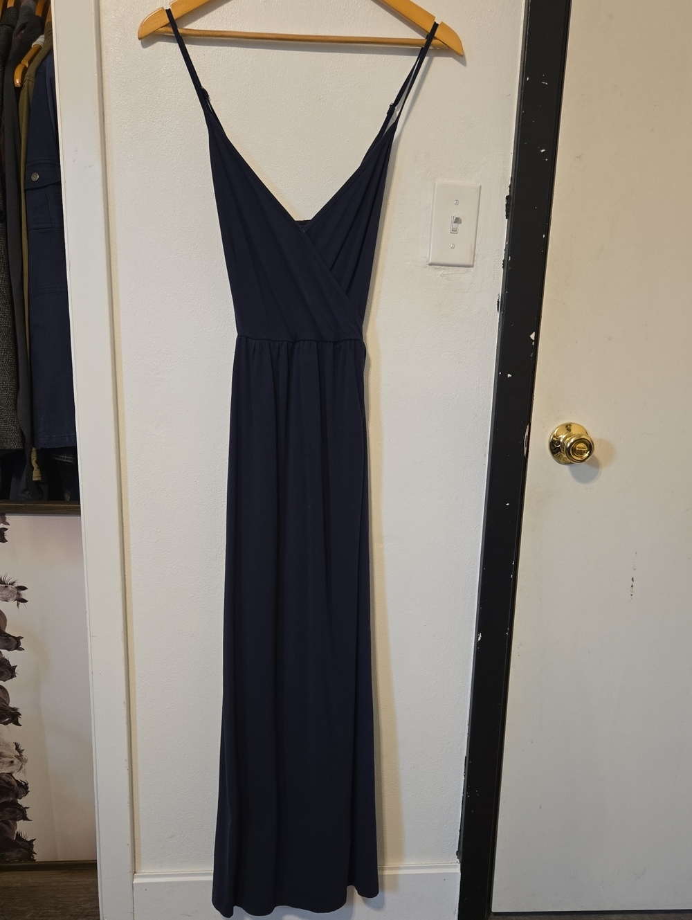 Classic Navy Spaghetti-Strap Maxi Dress